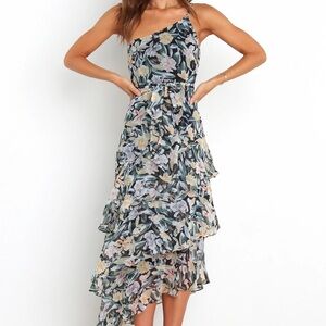 Petal and Pup Amren Floral Asymmetrical Ruffle Dress